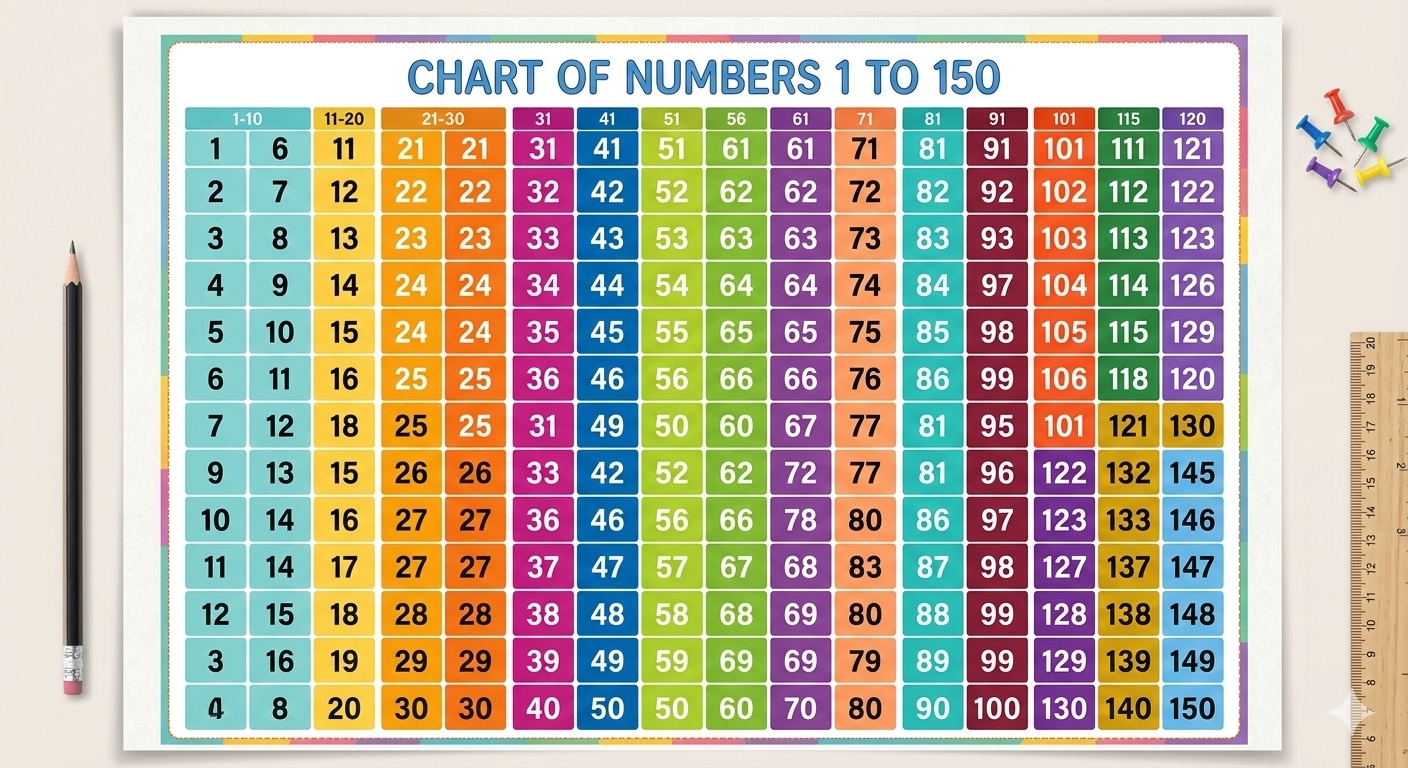 The above chart shows numbers from 1 to 150