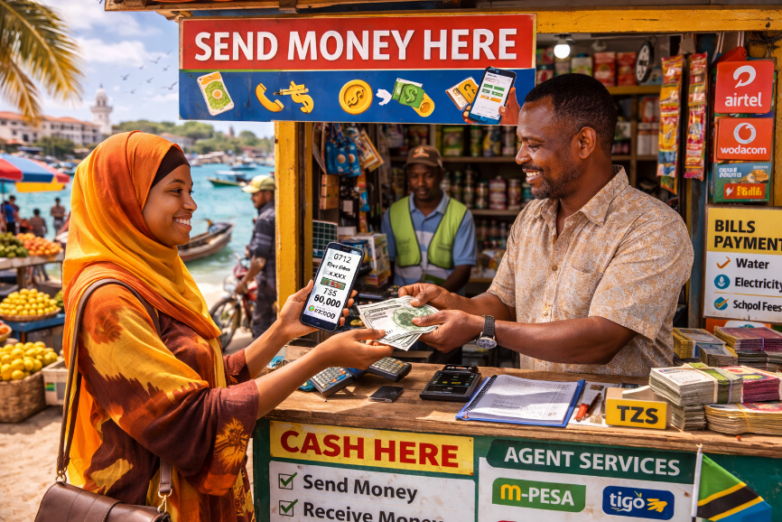 The above picture shows the customer send money through agent